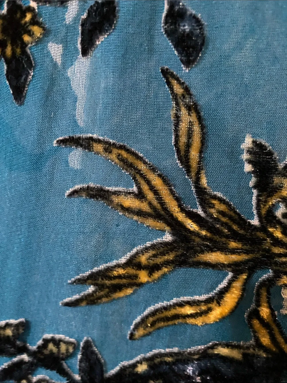 Johnny Was Teal Blue Floral Sheer Button-Up Blouse - Picture 6 of 9
